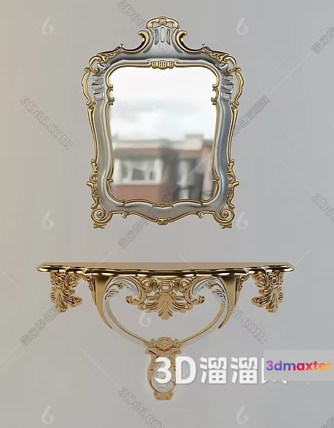 A Mirror And Shelf 3D Model - 23376 - VRAY Render