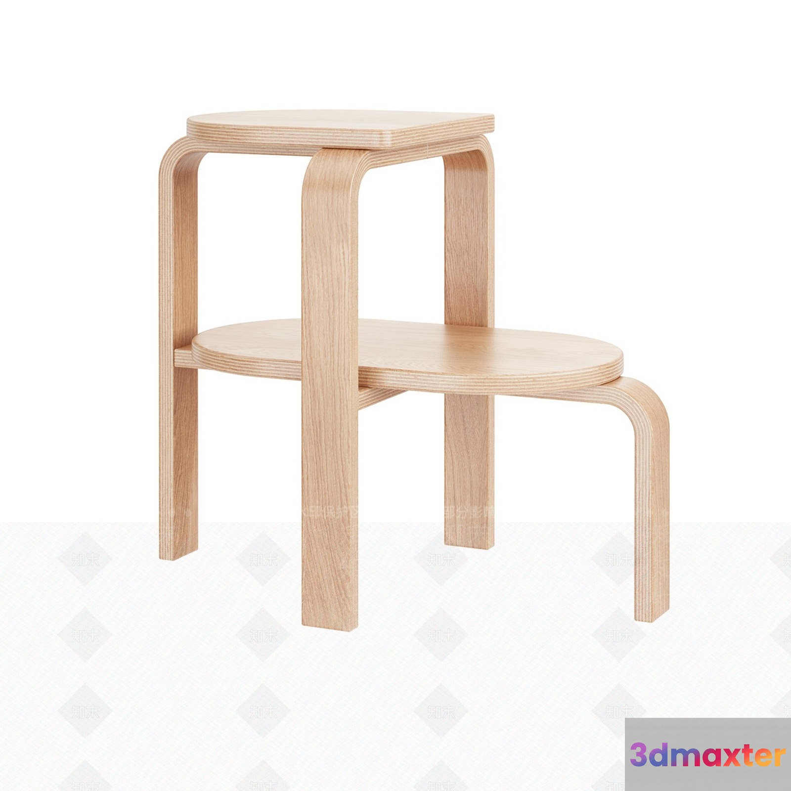 Wooden Stool Set 3D Model - 749 - VRAY Render