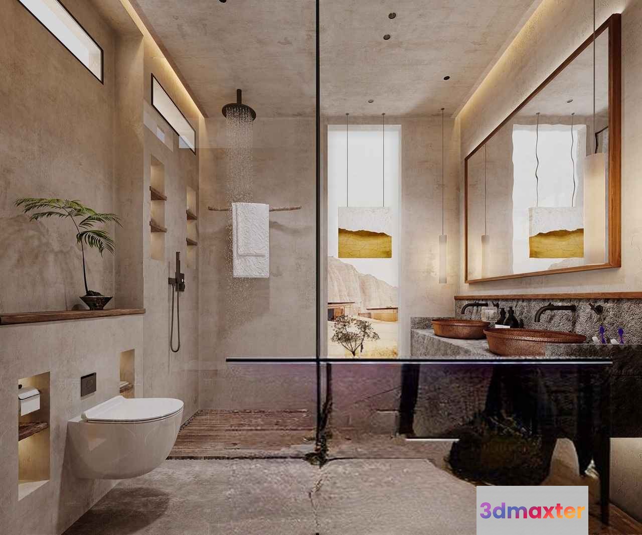 Modern Bathroom Design 3D Model - 2052 - CORONA Render