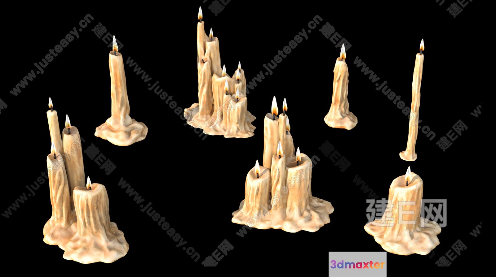 A Collection Of Candles 3D Model - 20060 - VRAY Render