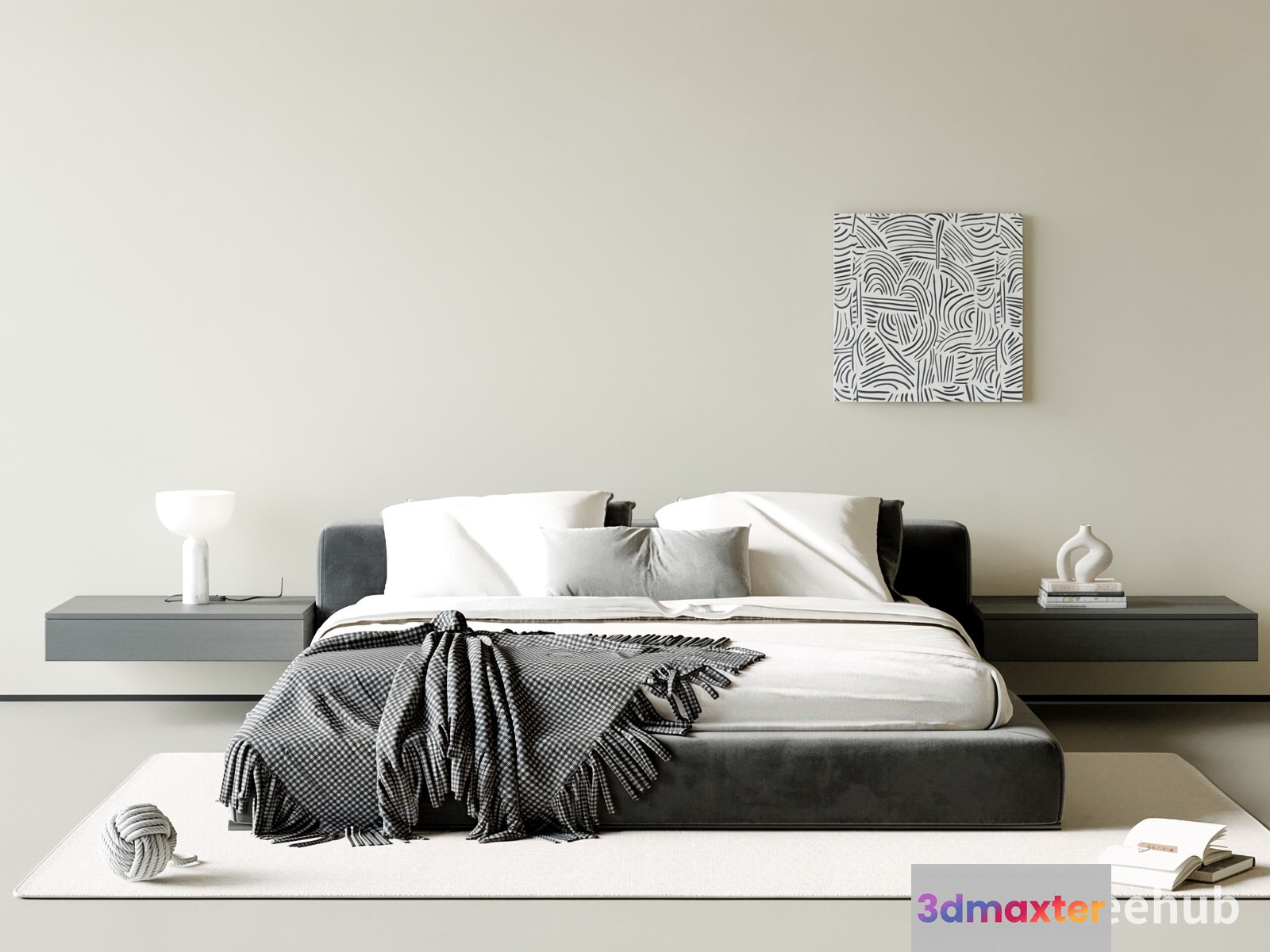 Cozy Minimalist Bedroom 3D Model - 19345 - VRAY Render
