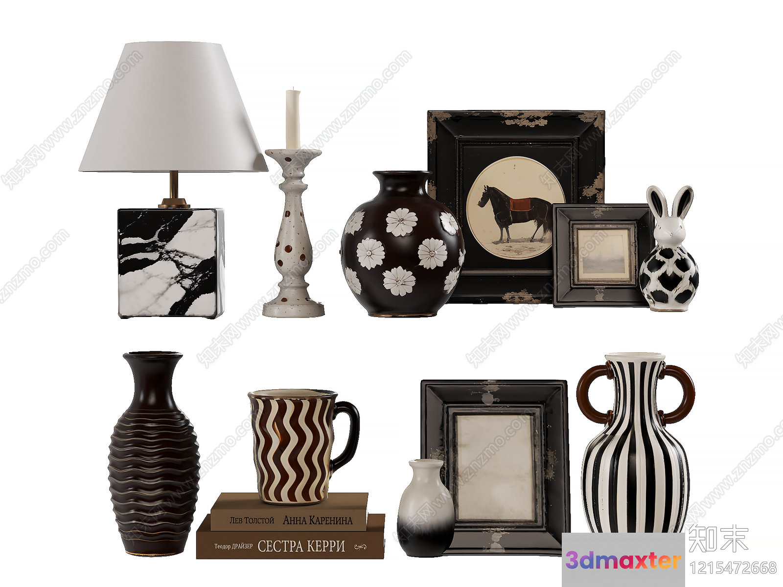 Black And White Home Decor 3D Model - 12822 - VRAY Render