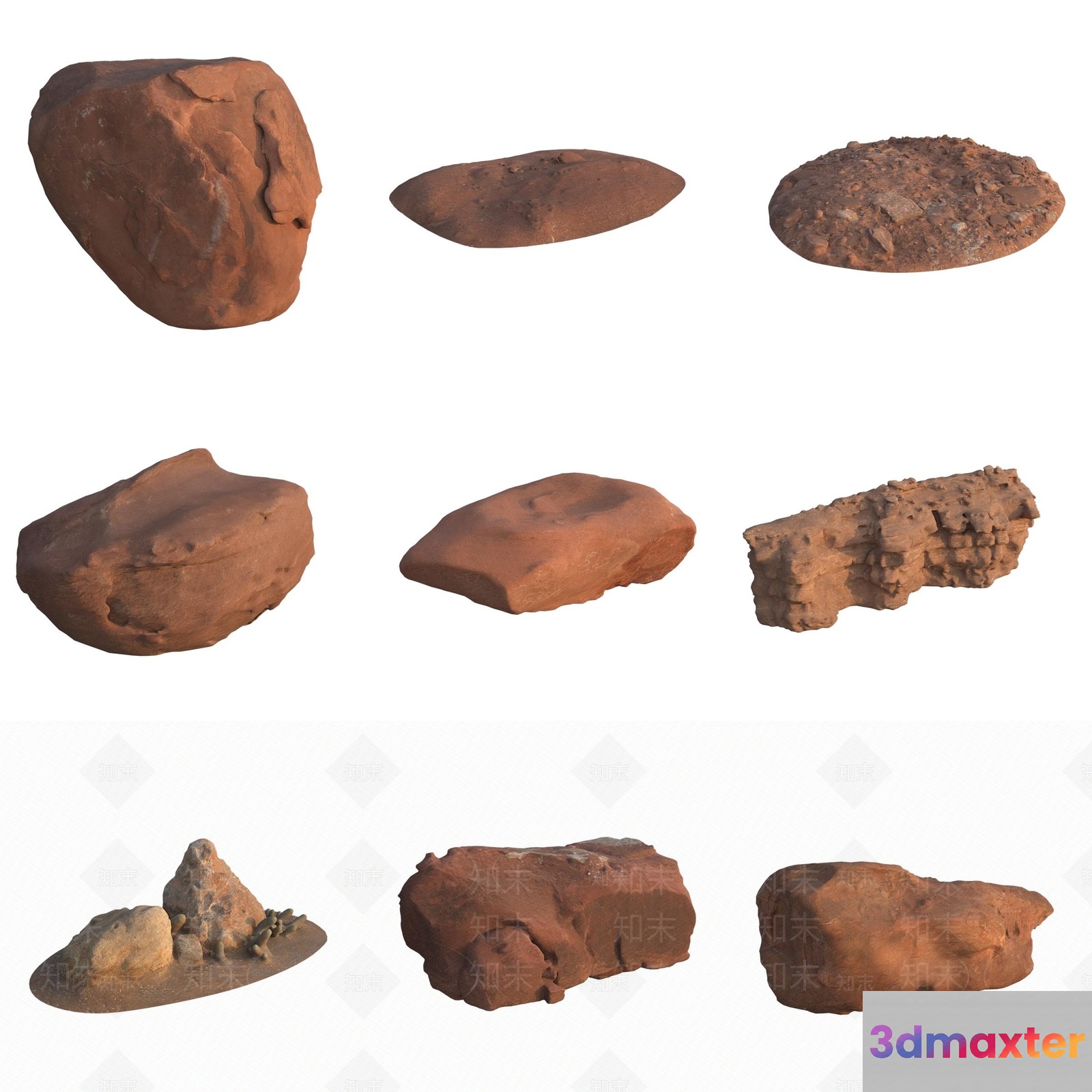 A Collection Of Rocks 3D Model - 17429 - VRAY Render