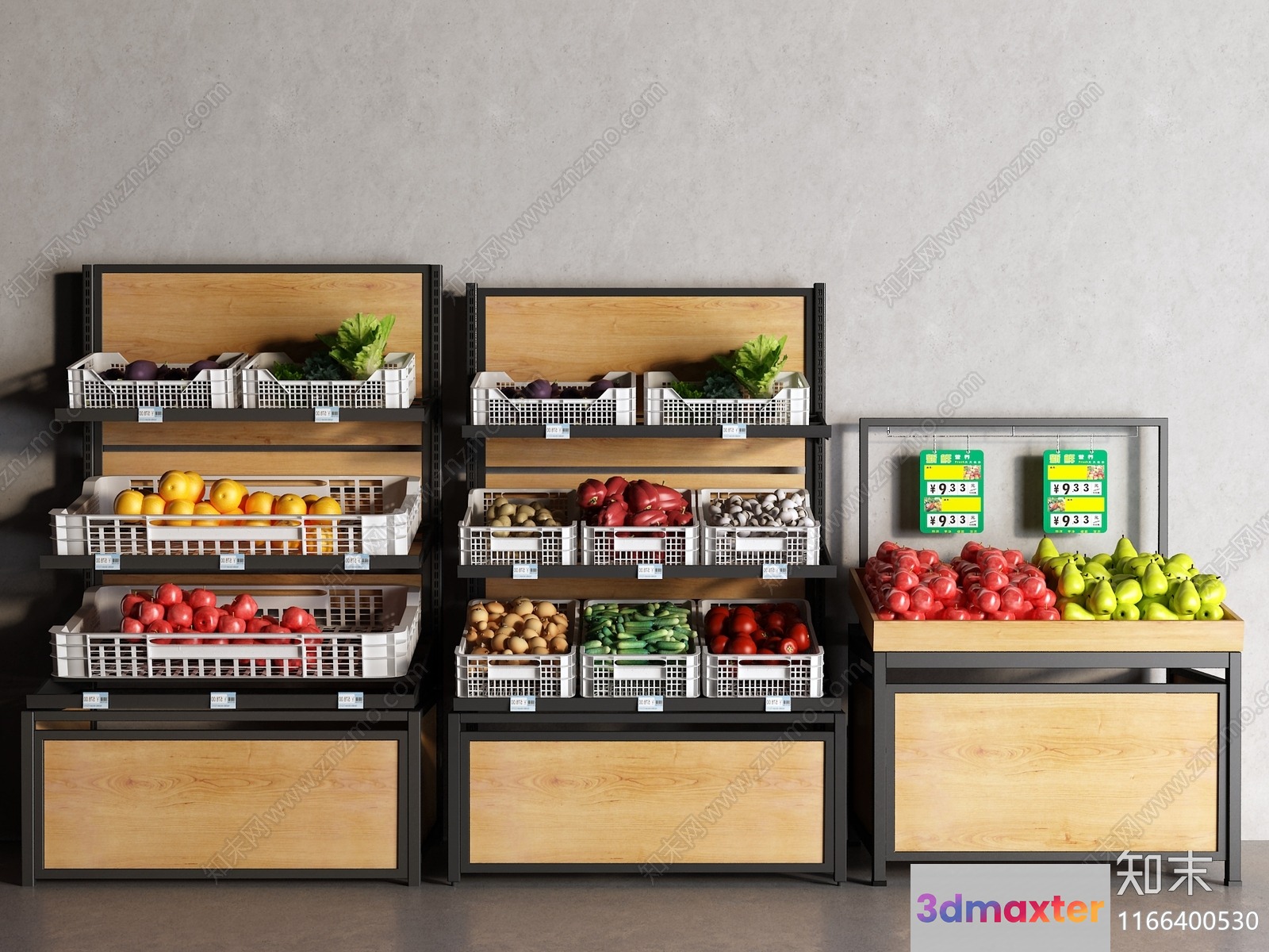 The Single Main Subject Is A Grocery Store Display Of Fruit And Vegetables 3D Model - 994 - VRAY Render