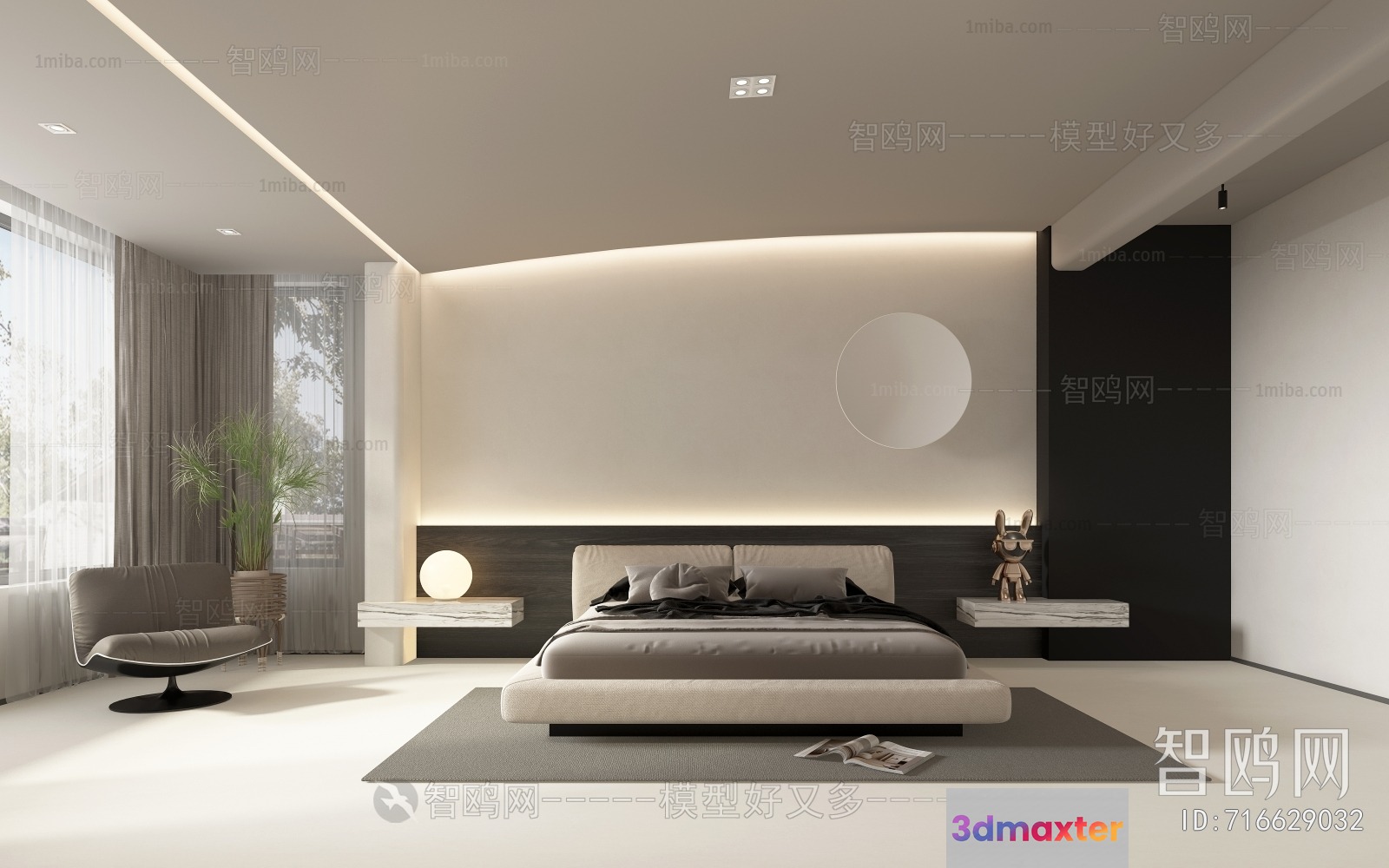 Modern Bedroom Design 3D Model - 23146 - VRAY Render