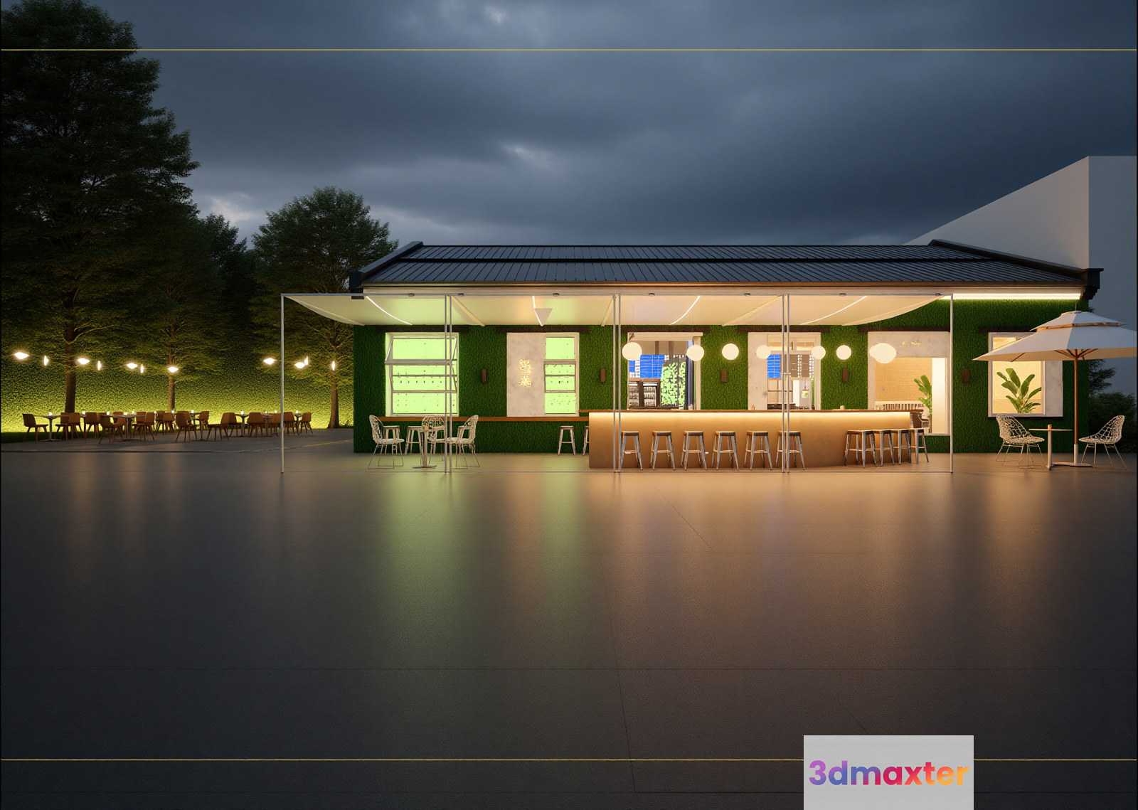 Modern Outdoor Bar 3D Model - 7915 - VRAY Render