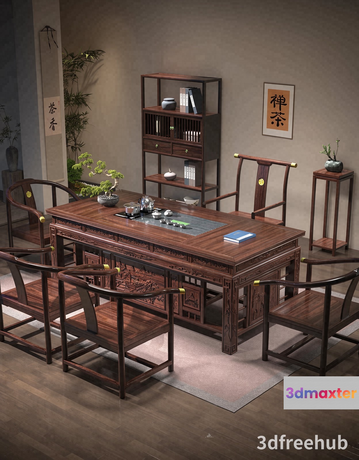 Traditional Chinese Dining Table 3D Model - 21795 - VRAY Render