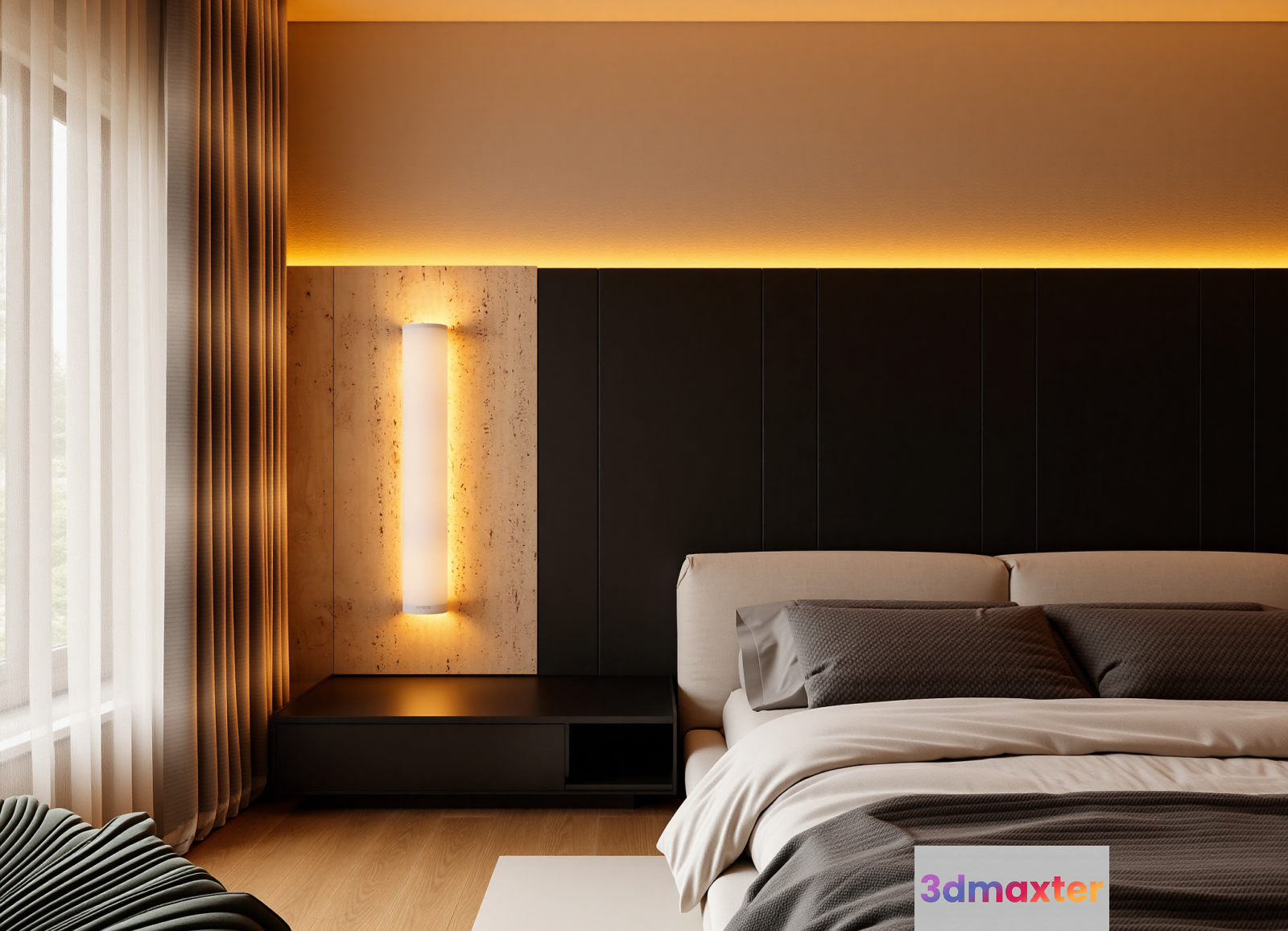 Cozy Modern Bedroom 3D Model - 15507 - VRAY Render