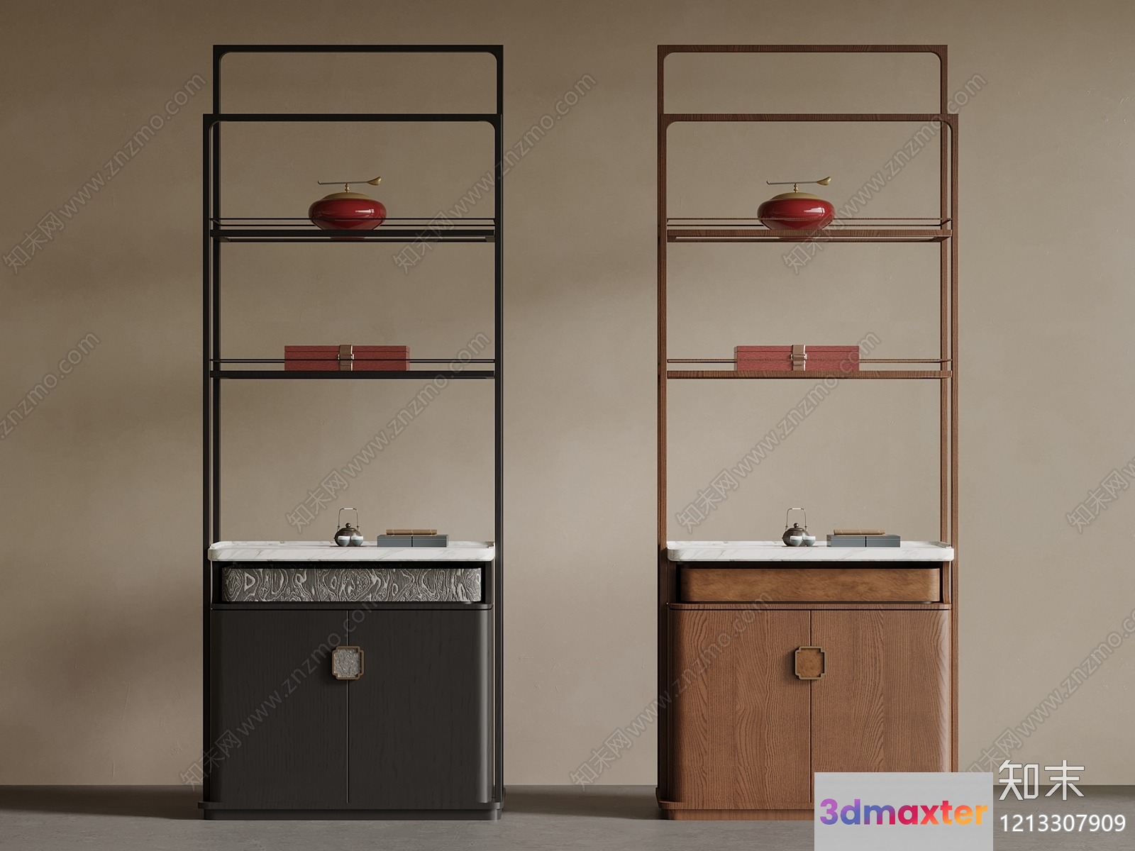 Modern Metal Shelving Unit 3D Model - 18176 - VRAY Render