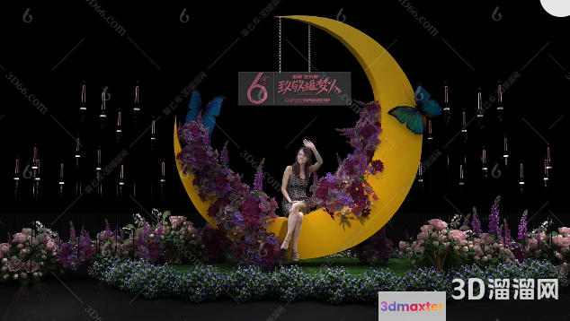 A Woman Sitting On A Crescent Moon 3D Model - 6734 - VRAY Render