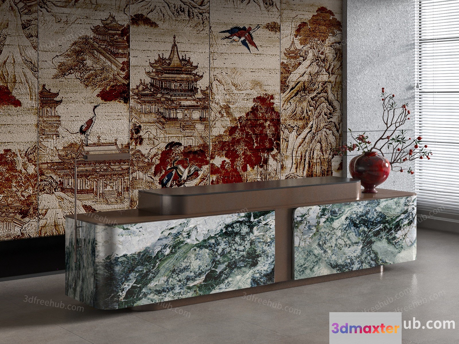 Modern Chinese-Inspired Decor 3D Model - 21989 - VRAY Render