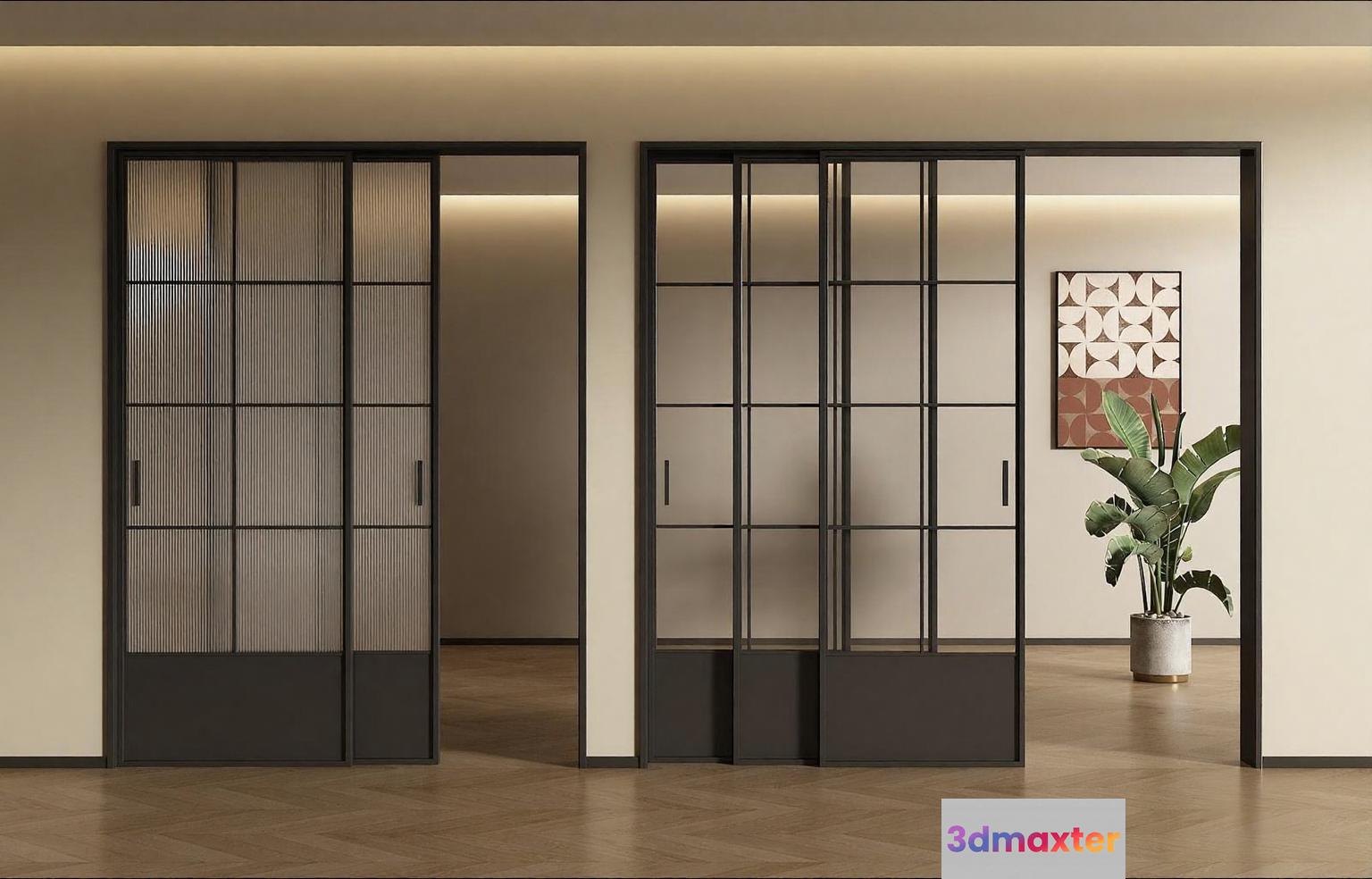 Modern Sliding Doors 3D Model - 4442 - VRAY Render