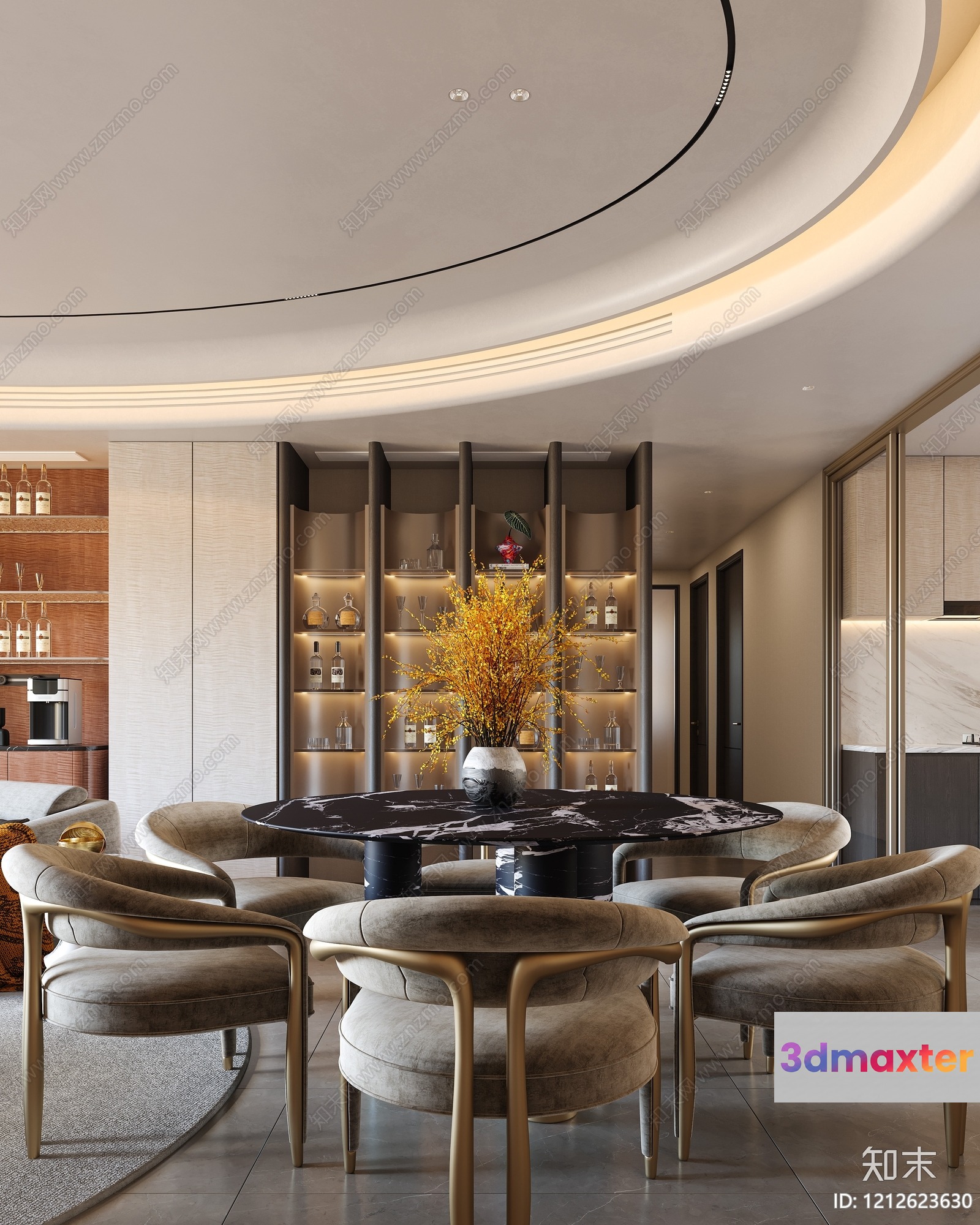 Modern Dining Room 3D Model - 3003 - VRAY Render