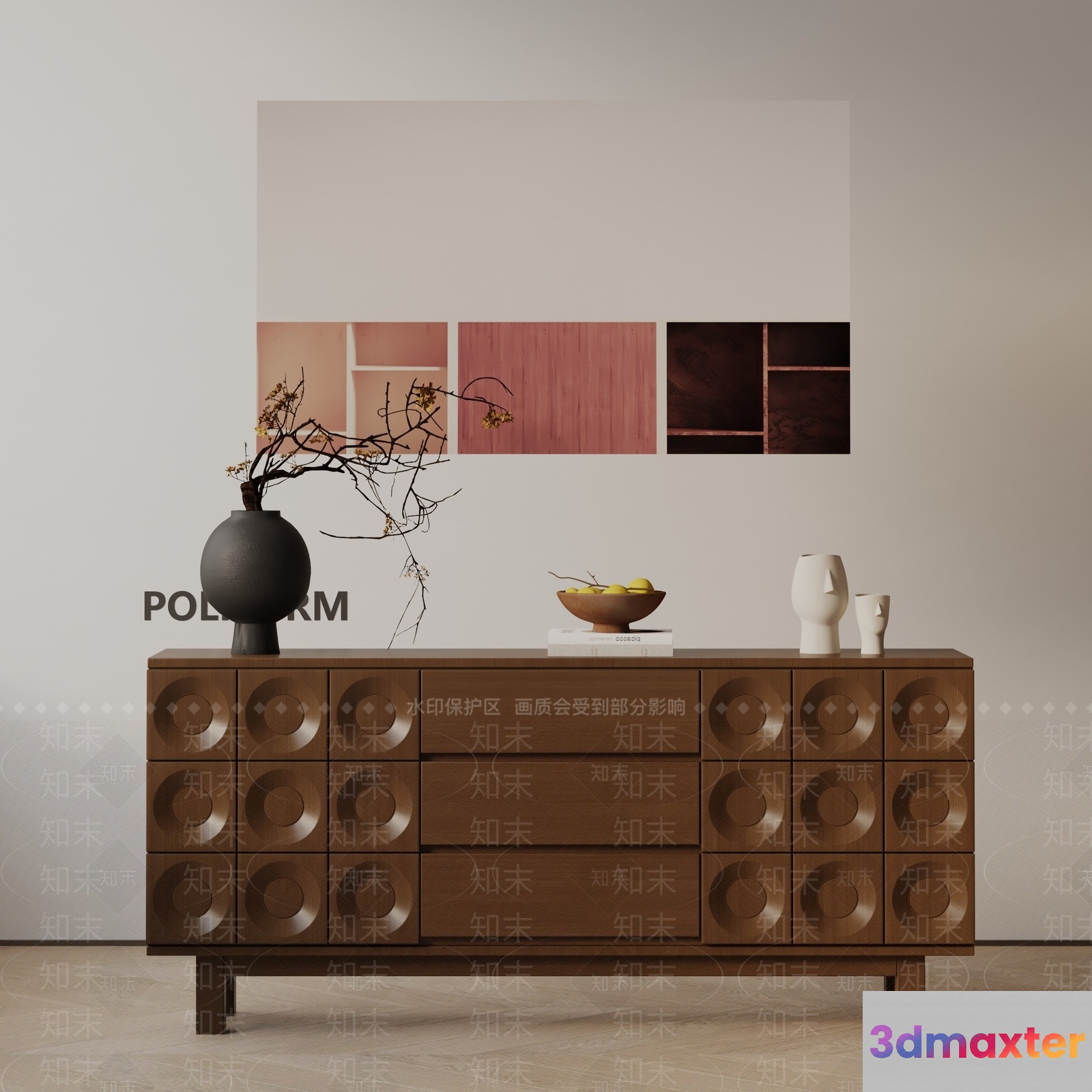 Modern Wooden Dresser 3D Model - 1320 - VRAY Render