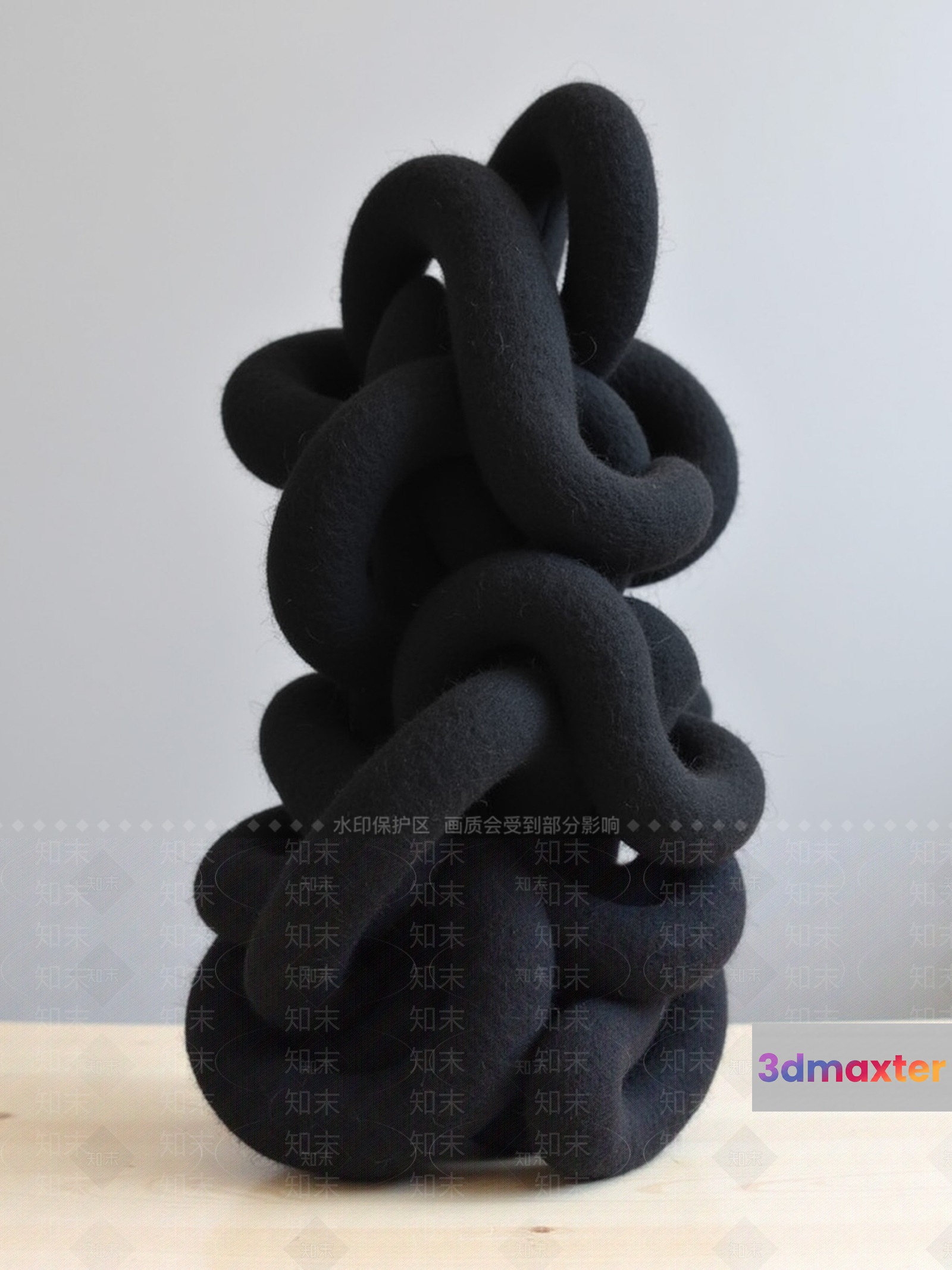 A Black Knotted Sculpture 3D Model - 14467 - VRAY Render