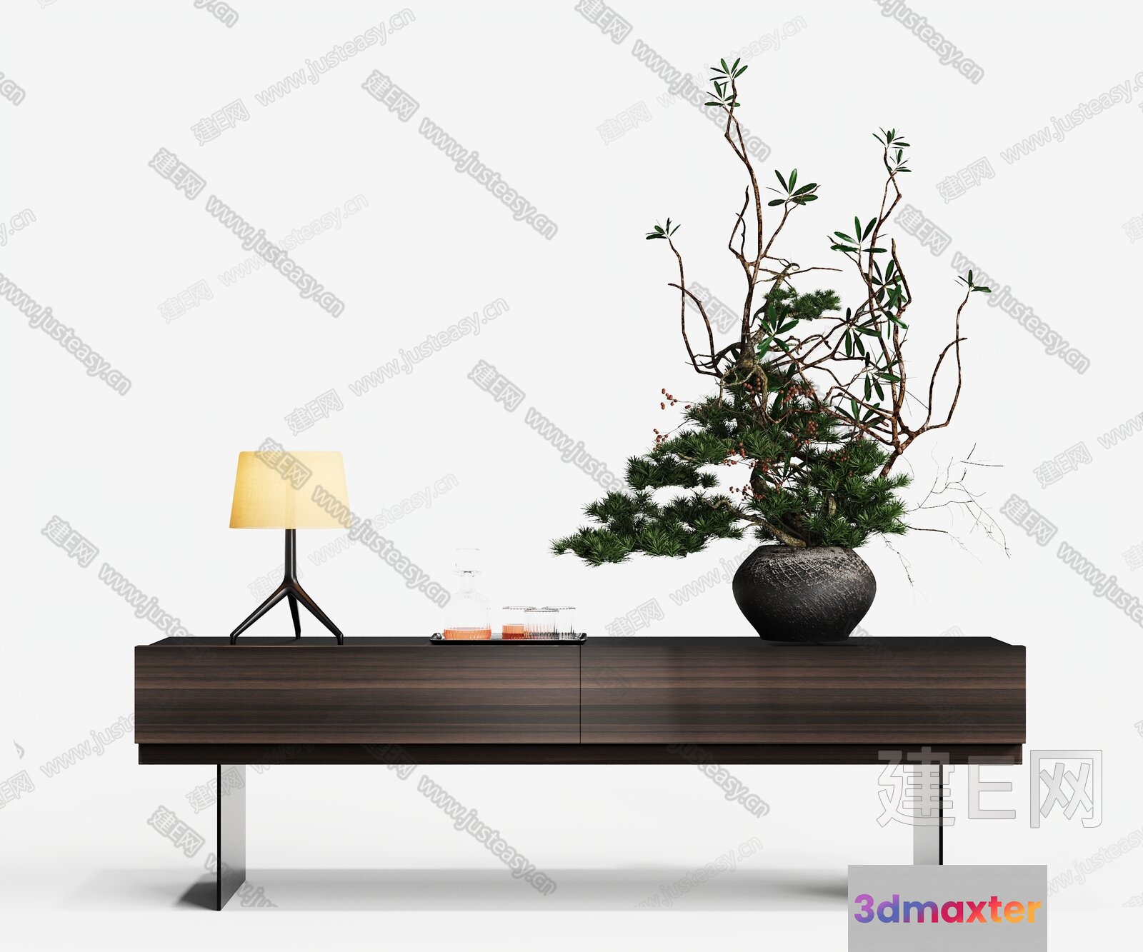 Modern Wooden Sideboard 3D Model - 17973 - VRAY Render