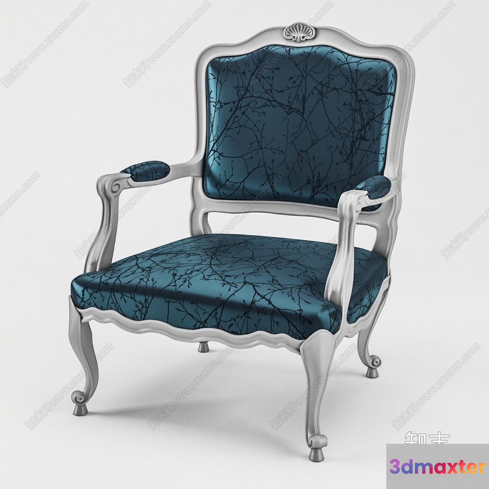 A Blue Armchair 3D Model - 16105 - VRAY Render