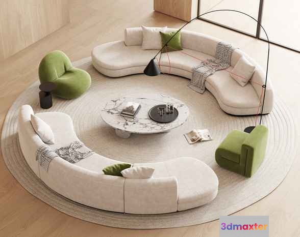 Modern Living Room 3D Model - 5390 - VRAY Render