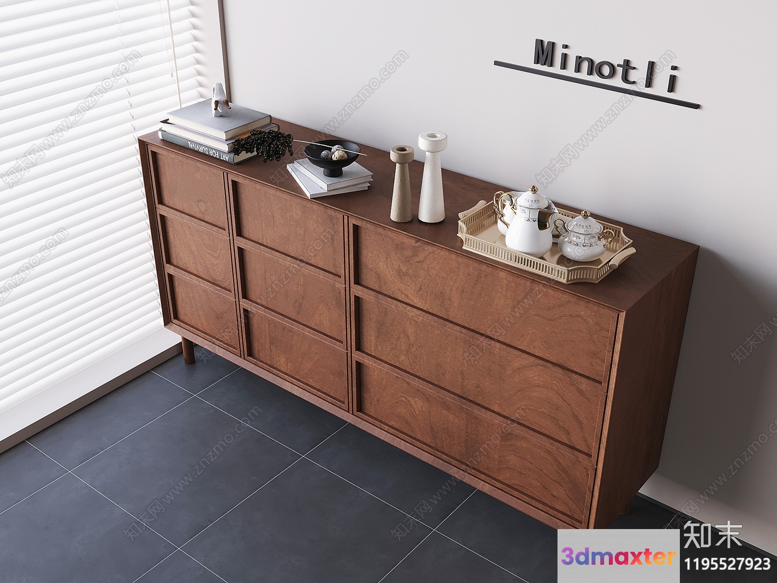 Mid-Century Modern Dresser 3D Model - 1818 - VRAY Render