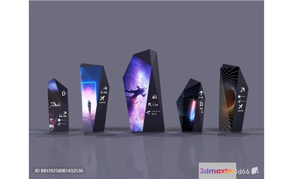 A Collection Of Futuristic-Looking Digital Displays 3D Model - 10837 - VRAY Render