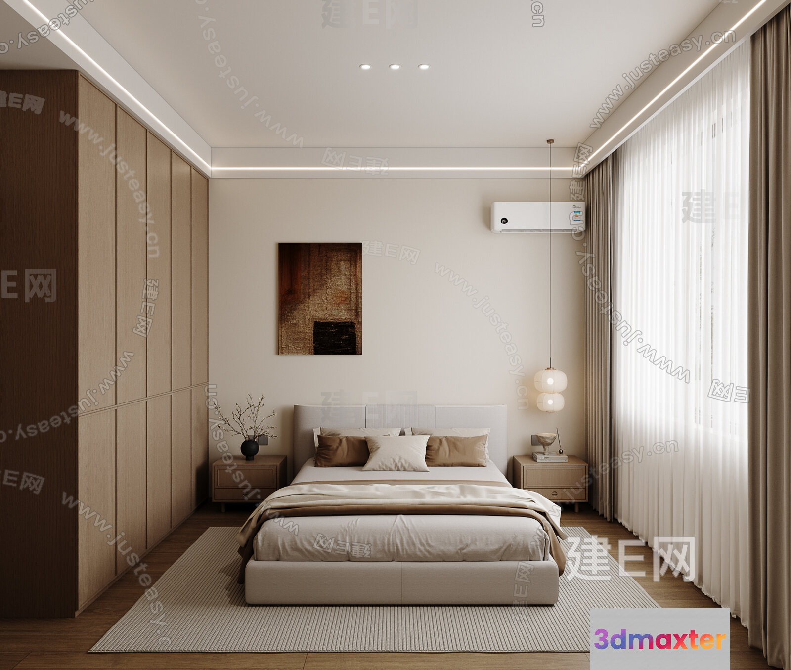 Cozy Bedroom 3D Model - 7458 - VRAY Render