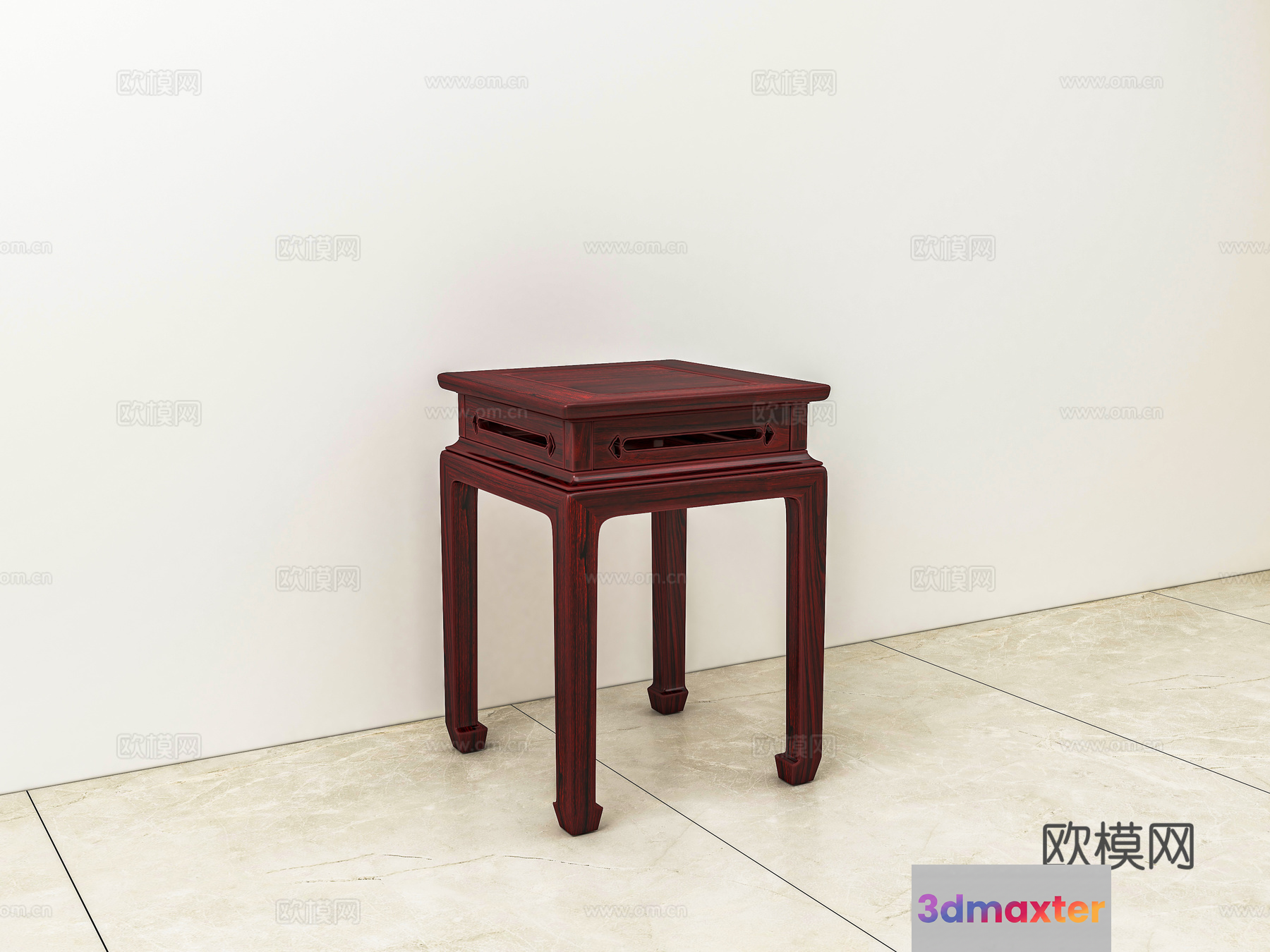 A Small Dark Wooden Table 3D Model - 10073 - VRAY Render