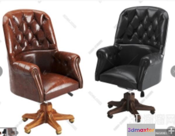 Two Leather Office Chairs 3D Model - 22071 - VRAY Render