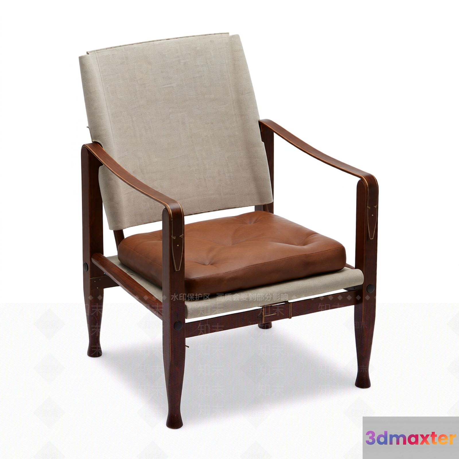 A Wooden Chair With A Cushion 3D Model - 9870 - VRAY Render