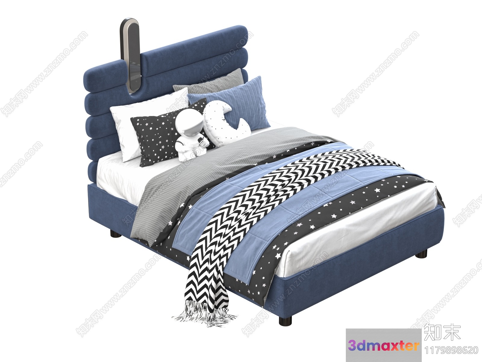 A Blue Bed 3D Model - 5468 - VRAY Render