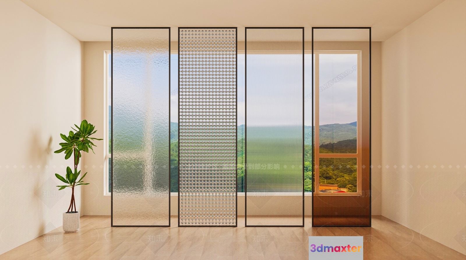 Modern Glass Door 3D Model - 3258 - VRAY Render