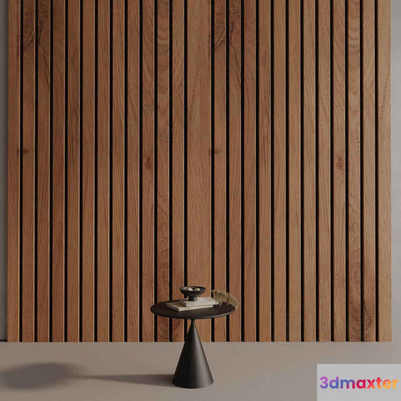 A Small Table With A Black Top And A Cone-Shaped Base 3D Model - 18217 - VRAY Render