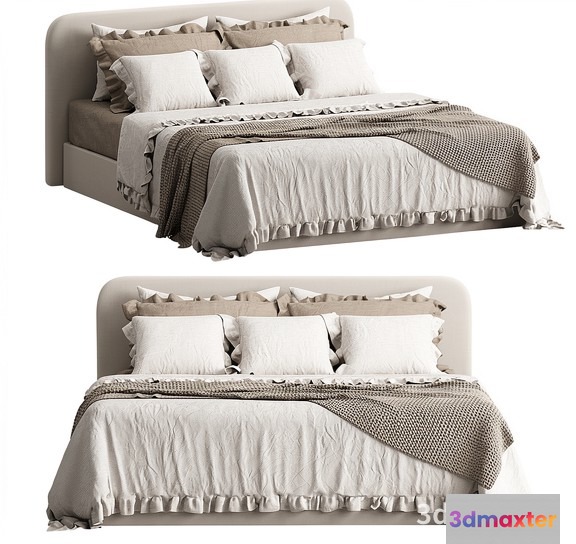 A Bed With White Sheets 3D Model - 20602 - VRAY Render