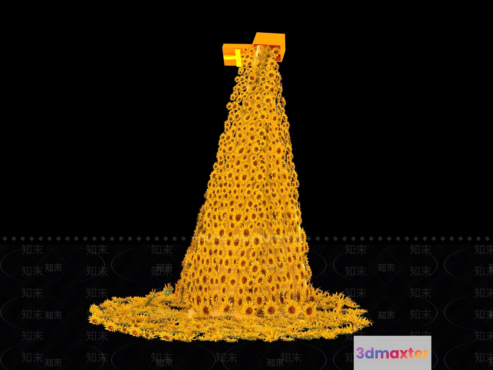 A Large Yellow Sunflower-Shaped Sculpture 3D Model - 9225 - VRAY Render