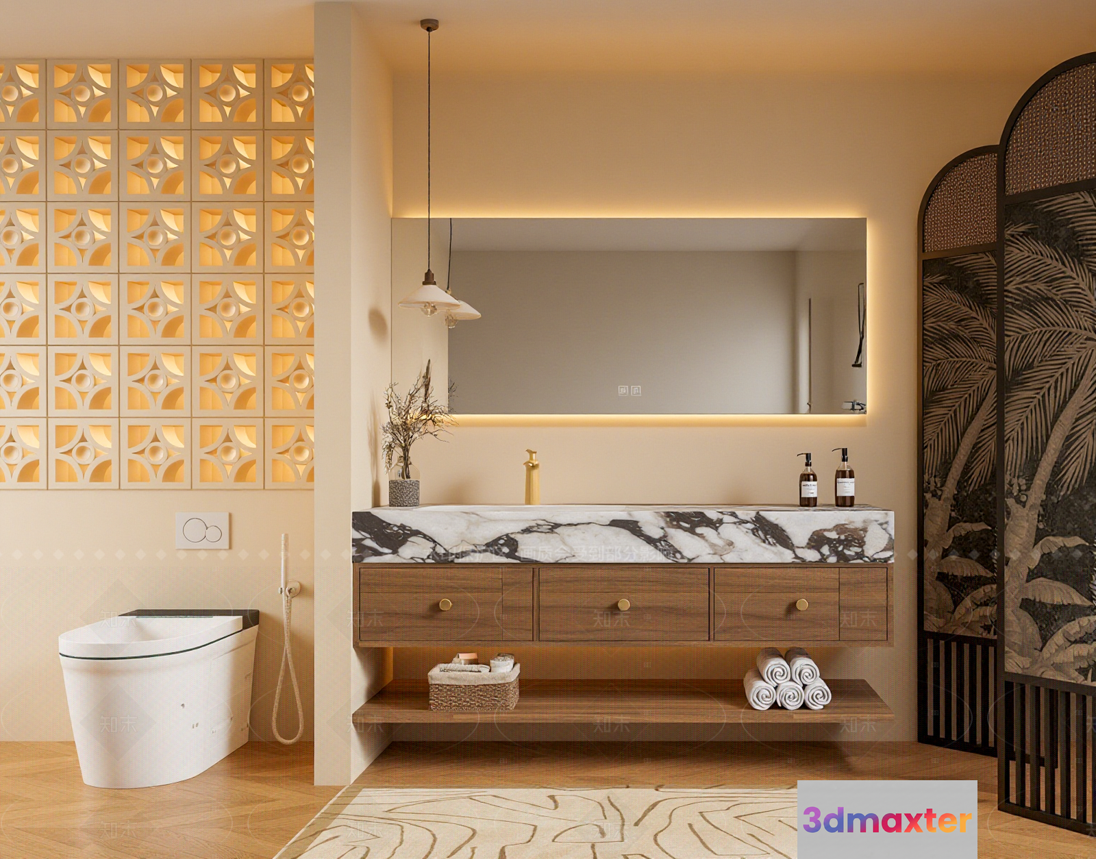A Modern Bathroom 3D Model - 2388 - VRAY Render