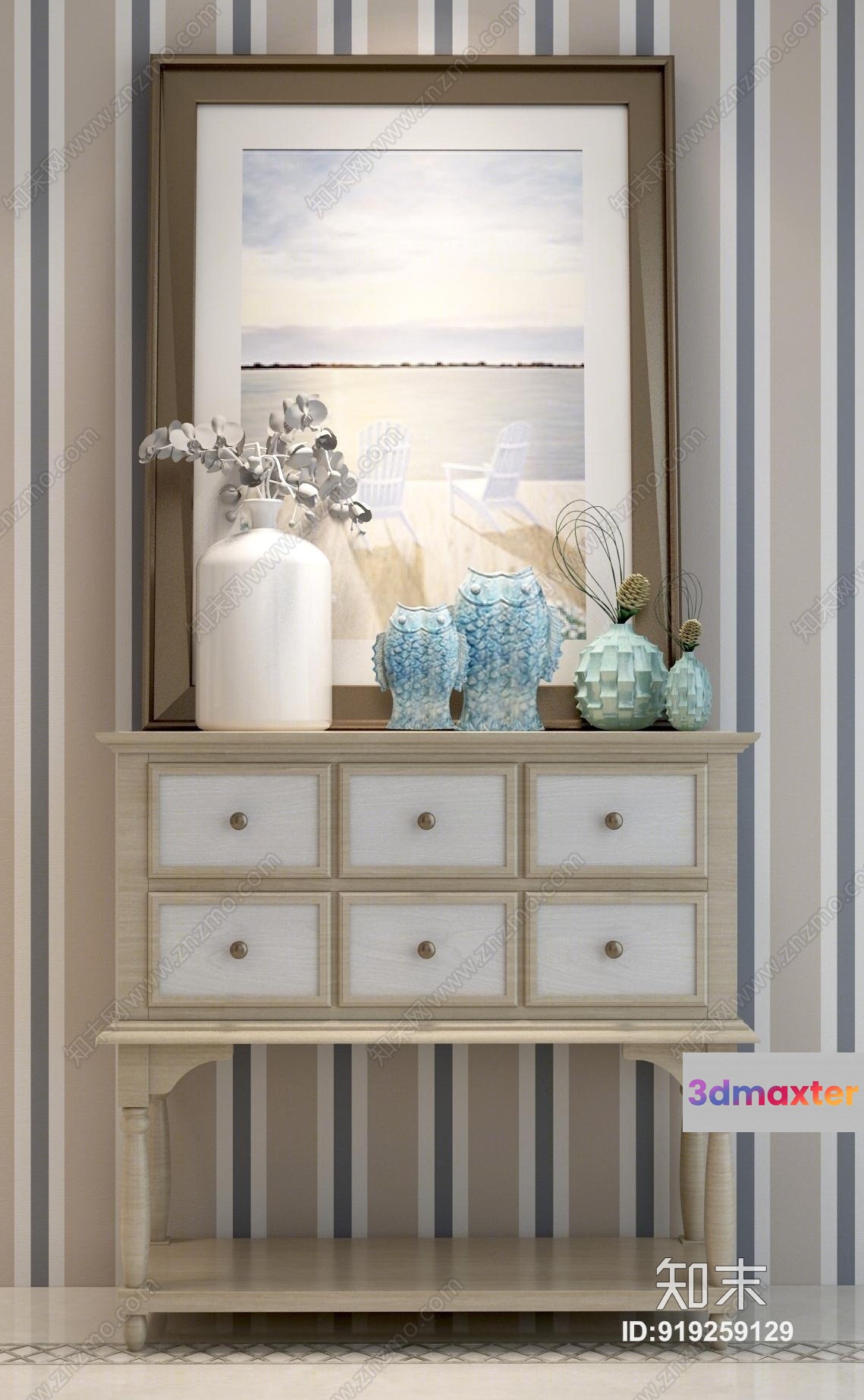 Cozy Dresser With Decor 3D Model - 3303 - VRAY Render