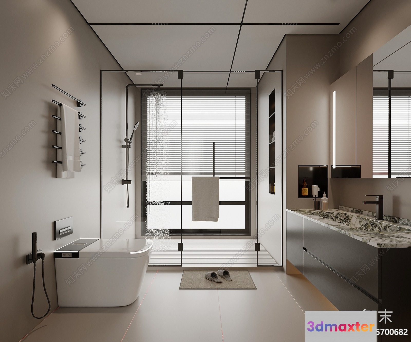 Modern Bathroom 3D Model - 12072 - VRAY Render