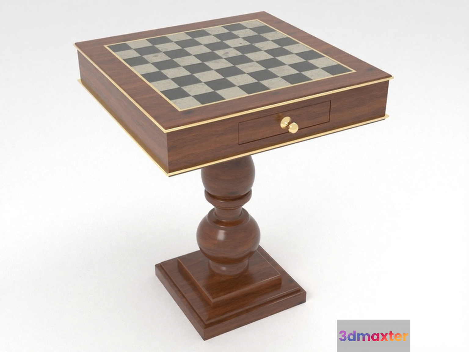 A Wooden Chess Table 3D Model - 7715 - VRAY Render