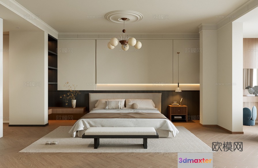 Modern Bedroom Design 3D Model - 11008 - CORONA Render