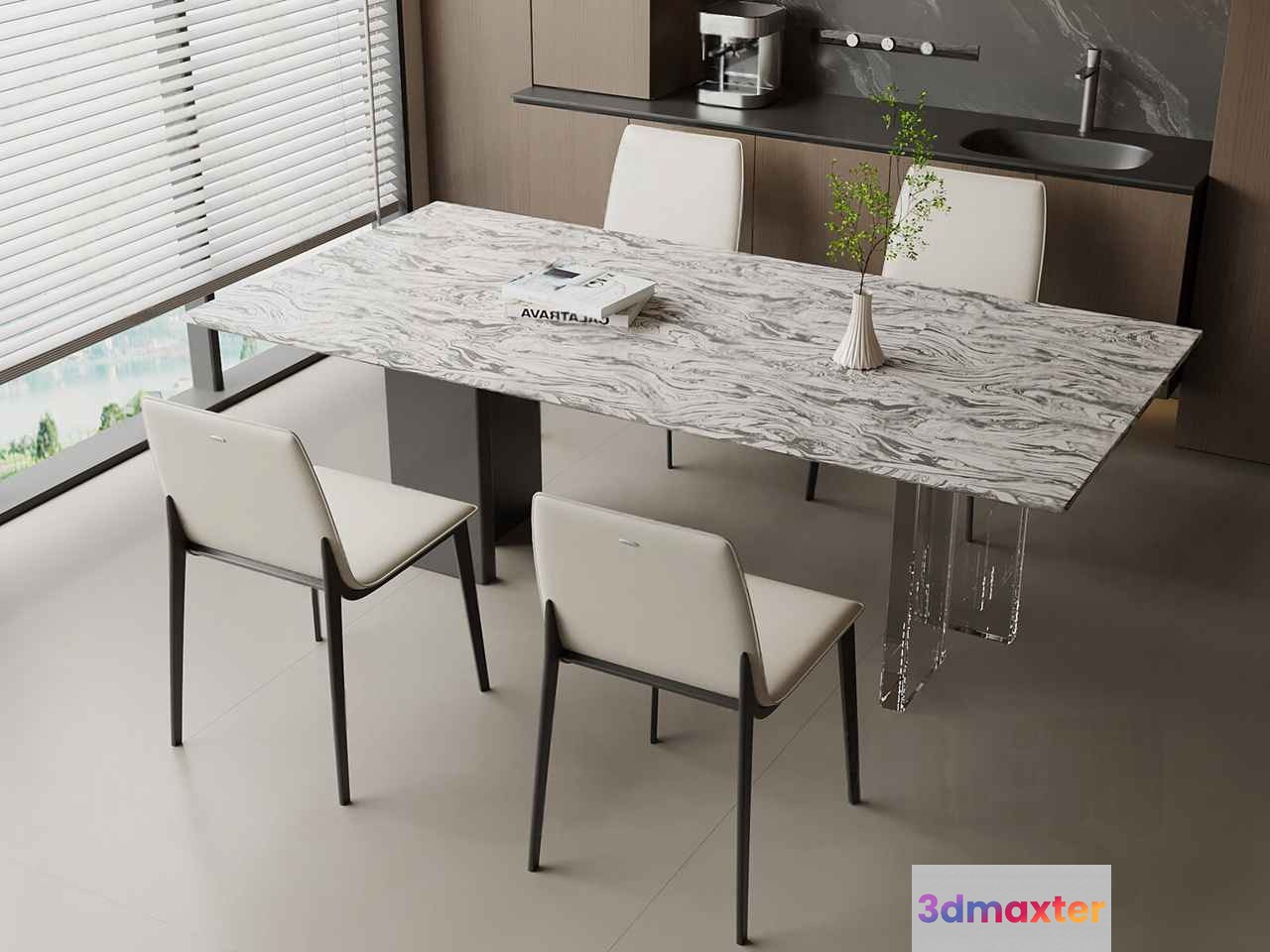 Modern Dining Room 3D Model - 12934 - VRAY Render