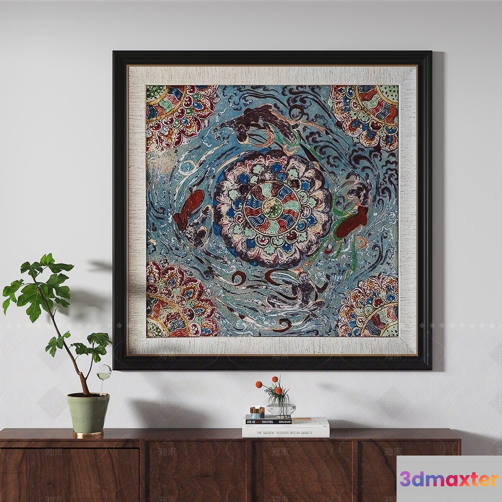 A Framed Painting With A Colorful Design 3D Model - 10755 - VRAY Render