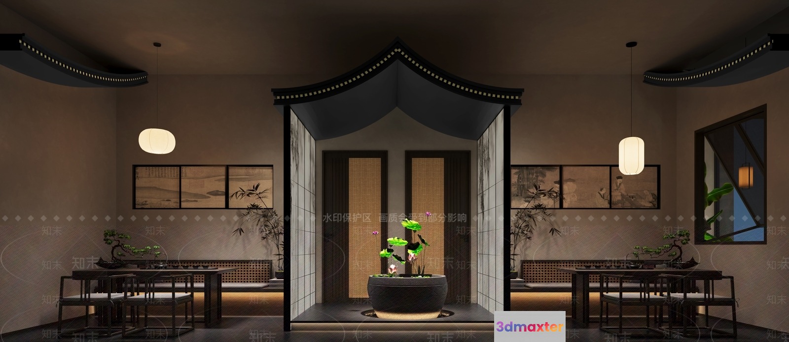 Asian-Style Dining Room 3D Model - 21751 - VRAY Render