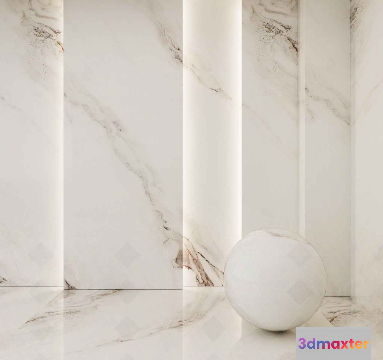 White Marble Sphere 3D Model - 9256 - VRAY Render