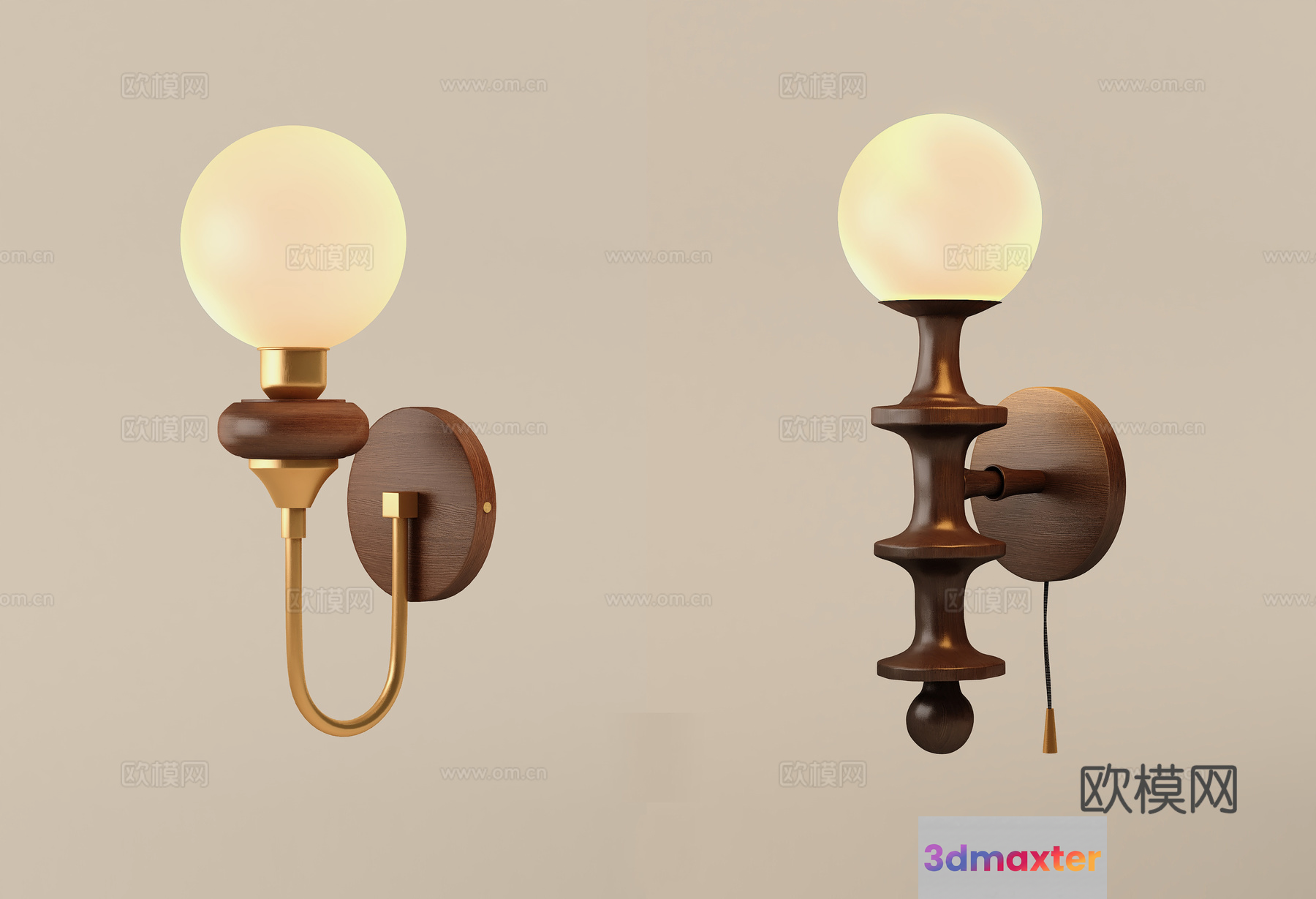 Gold Light Fixture 3D Model - 21114 - VRAY Render