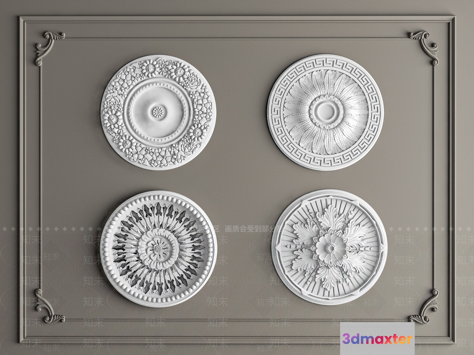 A Decorative Wall Panel With Intricate Designs 3D Model - 1033 - VRAY Render