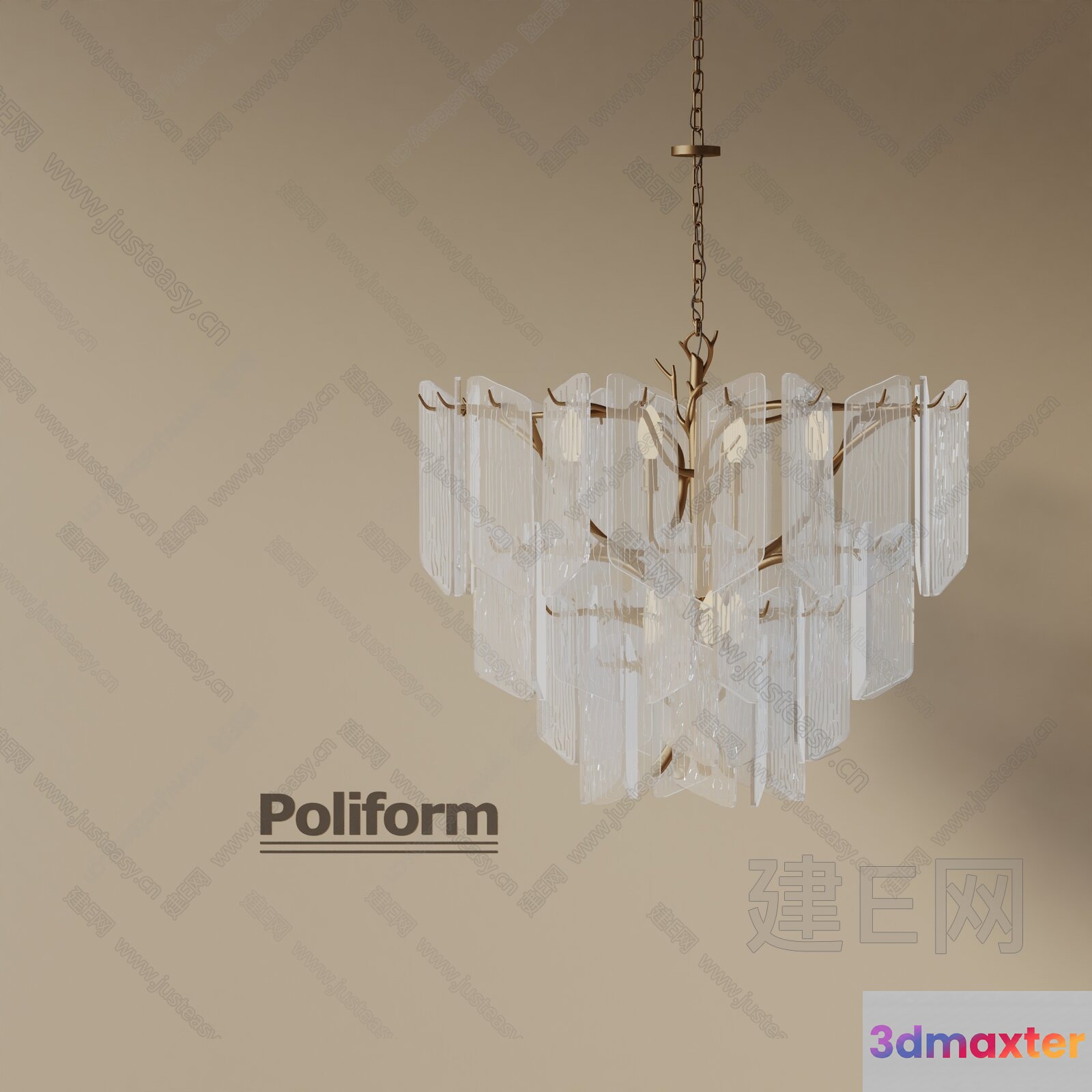 Gold Light Fixture 3D Model - 12709 - VRAY Render