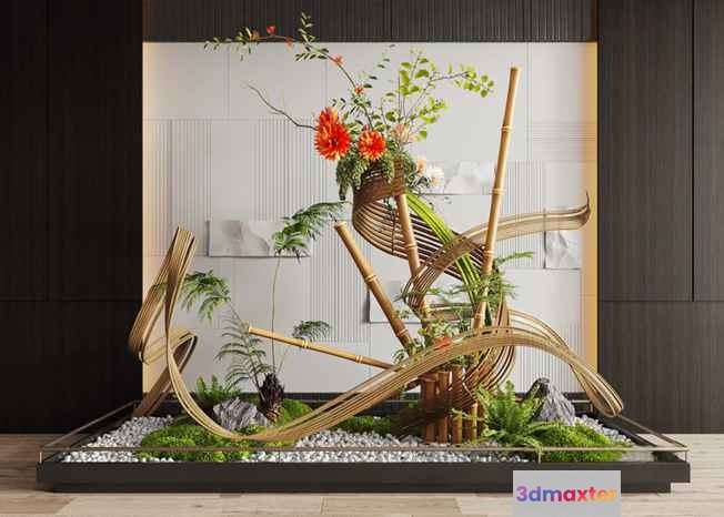 Modern Bamboo Display 3D Model - 14541 - CORONA Render