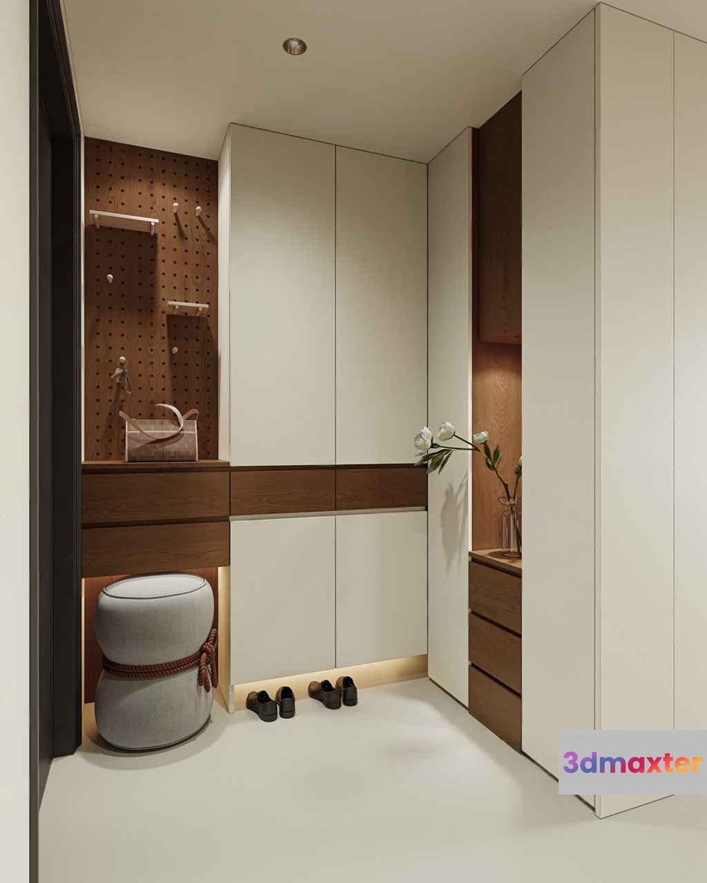Modern White Wardrobe 3D Model - 11096 - VRAY Render