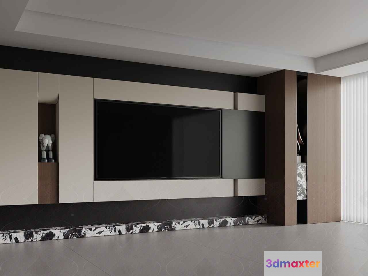 Modern Entertainment Unit 3D Model - 8185 - VRAY Render