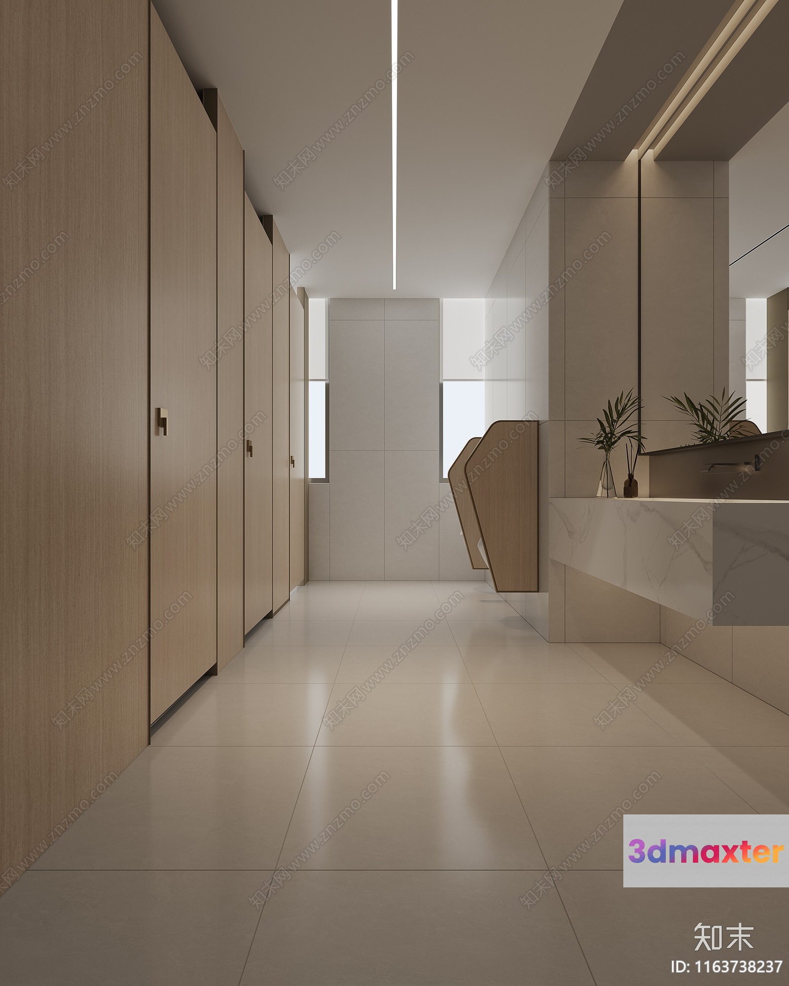 Modern Light Wood Bathroom 3D Model - 21420 - VRAY Render