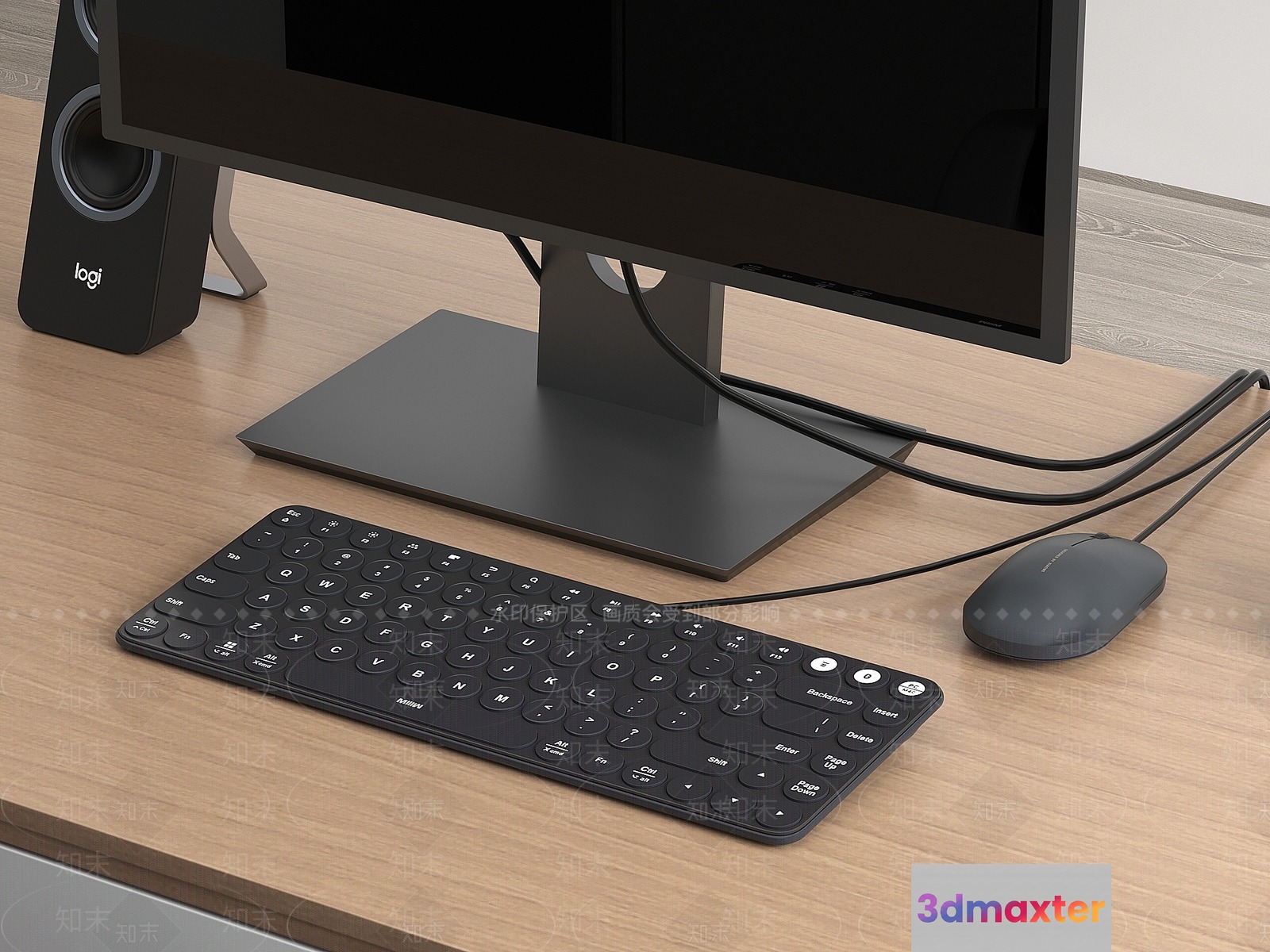 A Black Computer Keyboard 3D Model - 7828 - VRAY Render